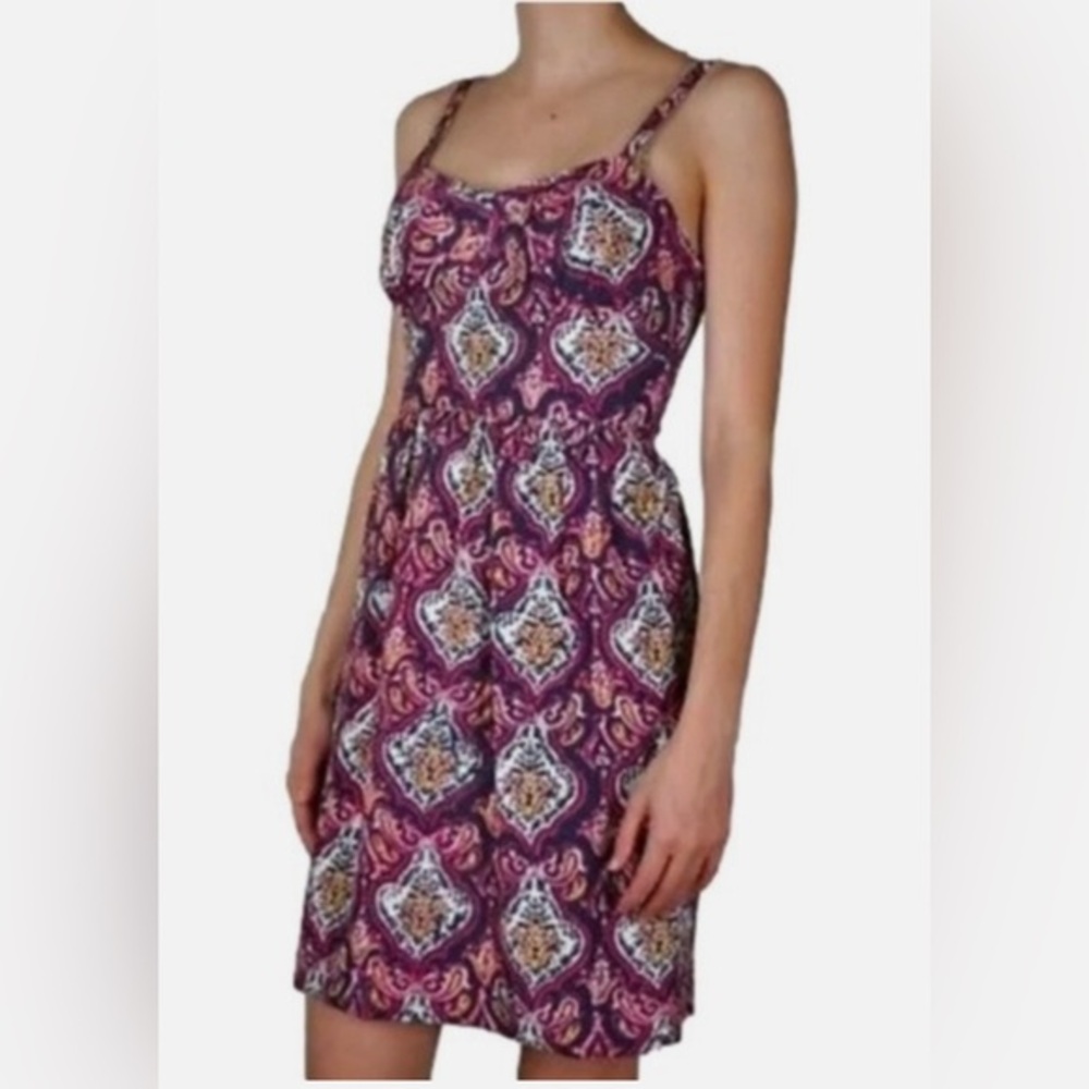 J. Crew Colorful pink paisley design. Zipper back adjustable straps size 4